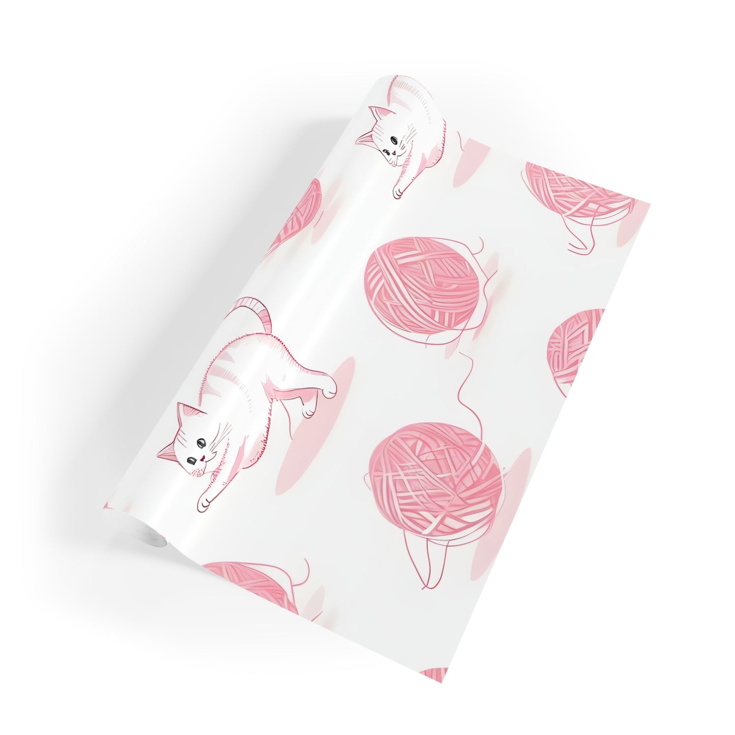 Wrapping Paper - Cats Pink Crocheting Knitting Yarn Design