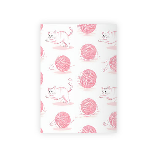 Wrapping Paper - Cats Pink Crocheting Knitting Yarn Design